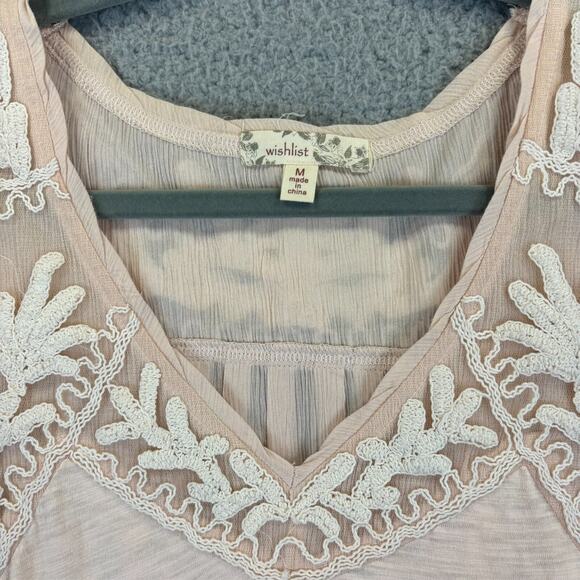 Boho Embroidered Tunic Medium Lagenlook Cottagecore Coquette Gauzy Flowy Tank - Picture 3 of 9